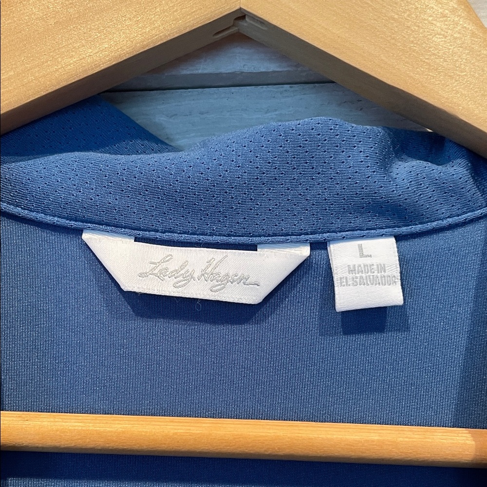 NWOT - Lady Hogan Women's Blue Sleeveless Golf Polo Top - size L - Picture 2 of 4